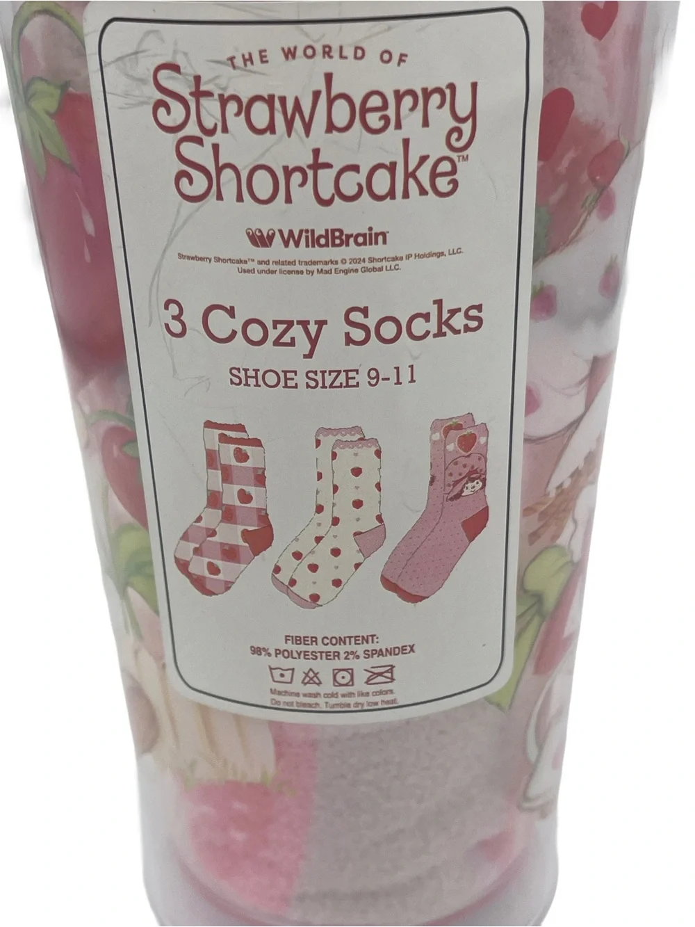 Strawberry Shortcake ClearCharacter Tumbler with Straw and 3 pairs of cozy socks